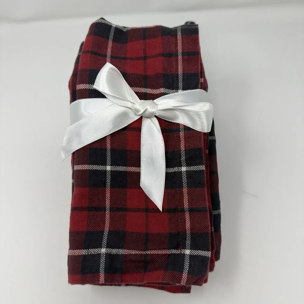 Pottery Barn Landon Plaid Cloth Napkins Set of 4 Red Black White